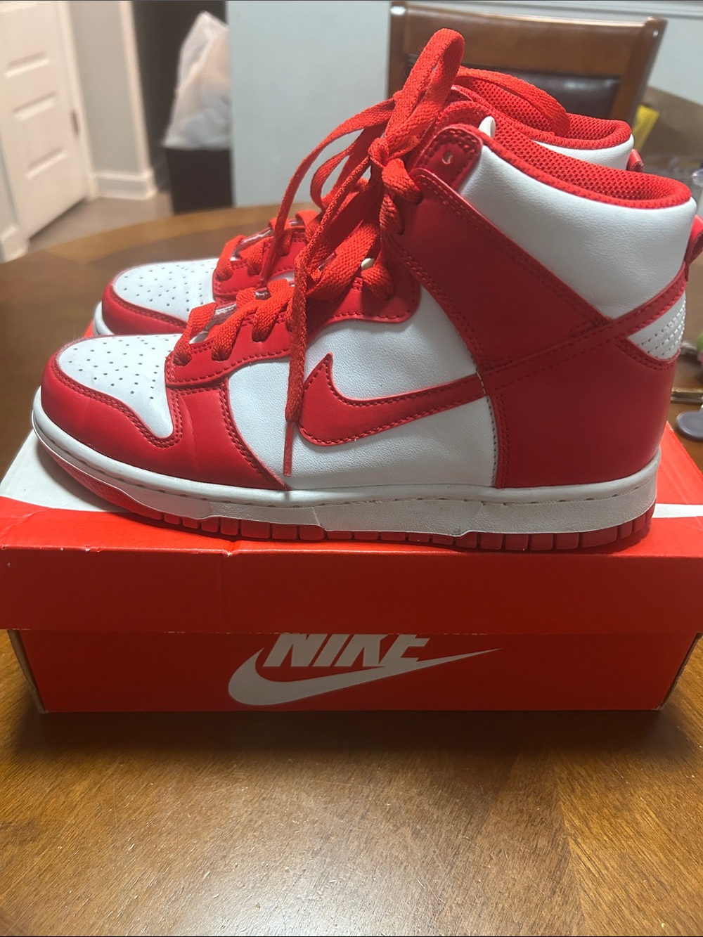 Nike Kids Red and White High-Top Sneakers